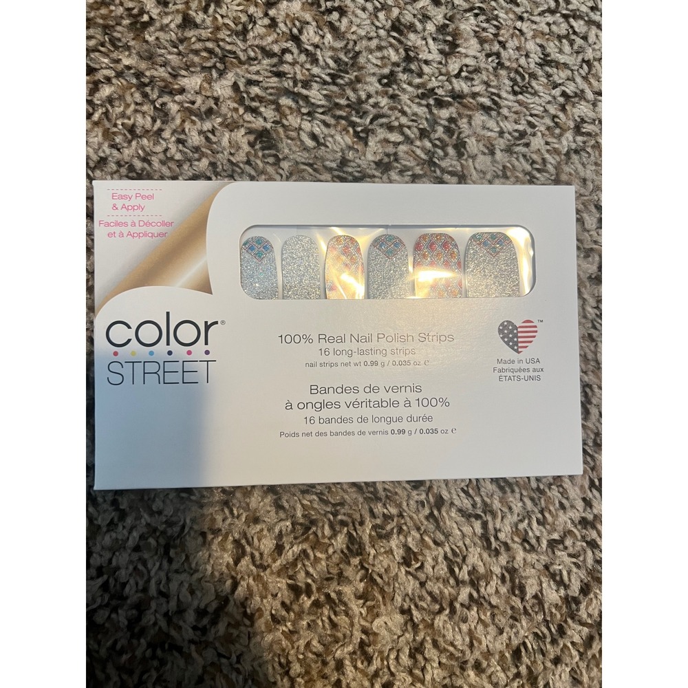 Color Street Pinball Queen Nail Polish Strips FDG363 Silver Glitter Geometric